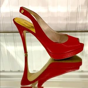 Michael Kors Red Peep Toe Sling Back Pumps